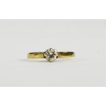 A 9ct gold, single stone diamond ring, approx 0.20ct, approx size K, approx 1.5g.