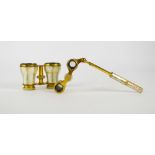 Two French gilt metal and mother of pearl opera glasses, early 20th century,