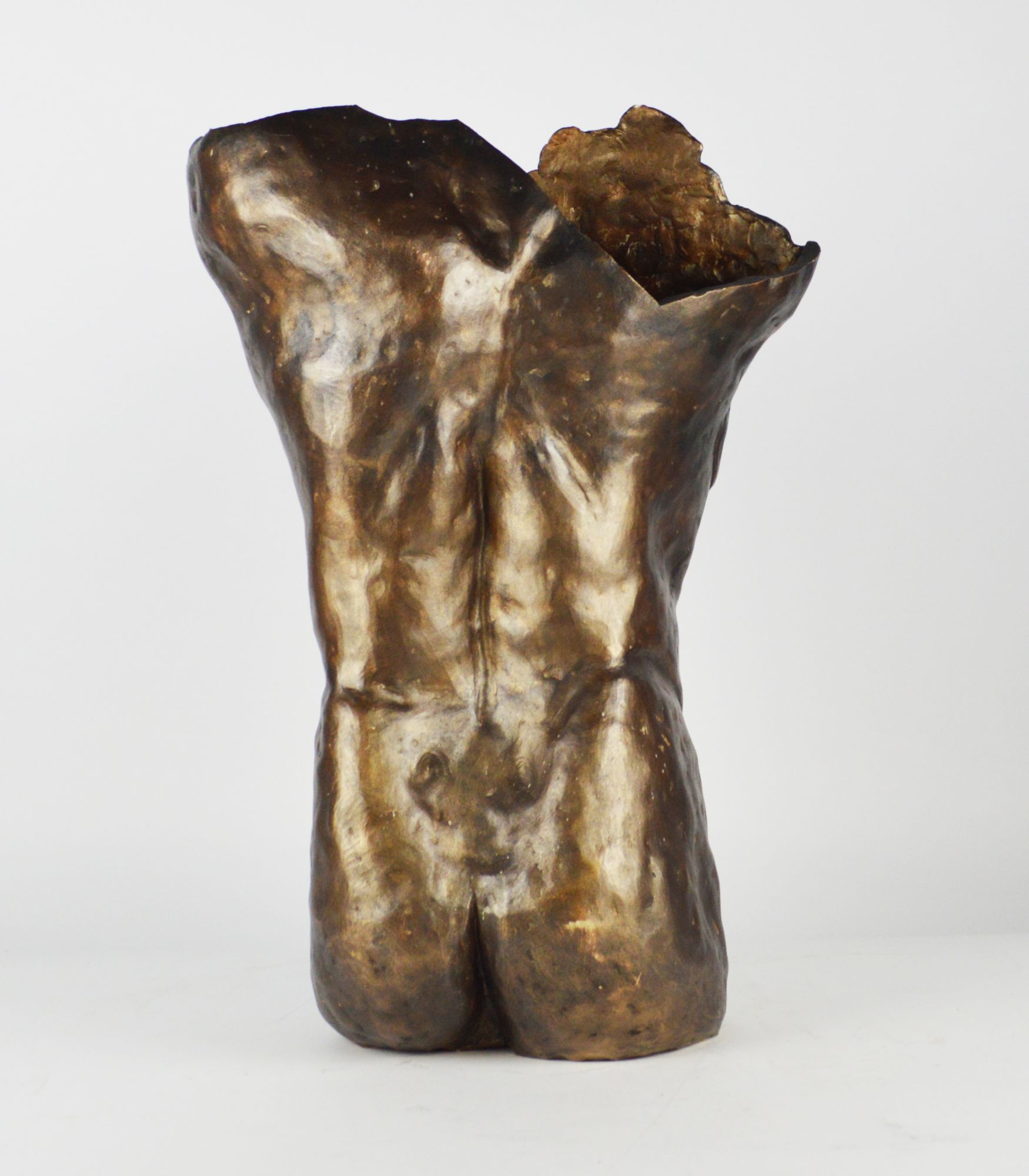 A bronzed pottery model of a male torso, 20th century, - Image 3 of 3