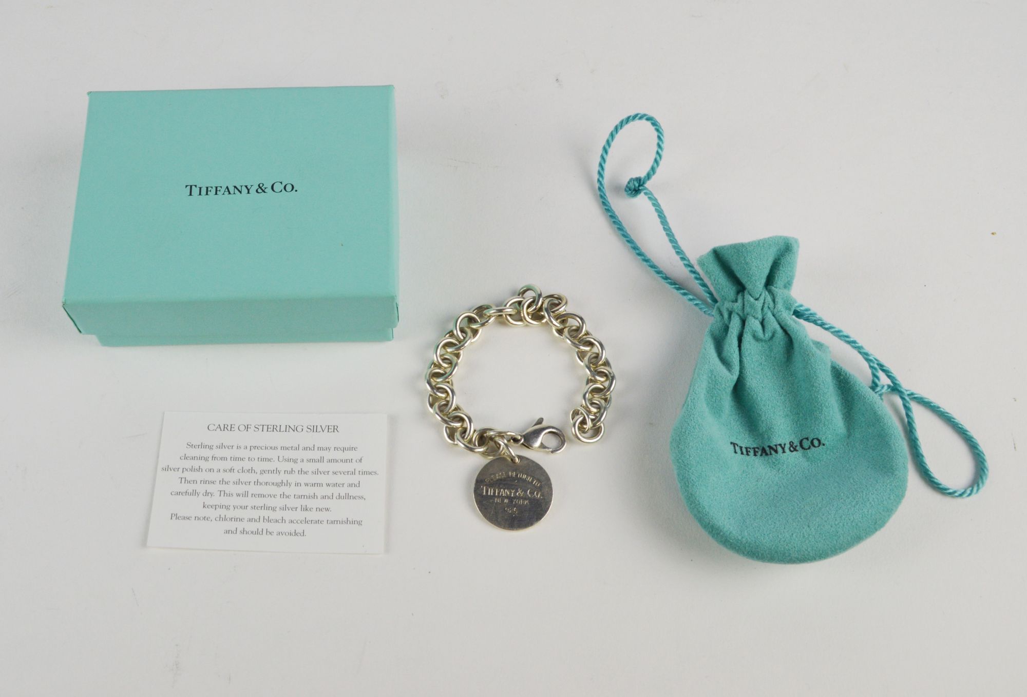 A Tiffany & Co silver 'Please Return To' tag chain link bracelet, the chain with lobster-claw clasp,