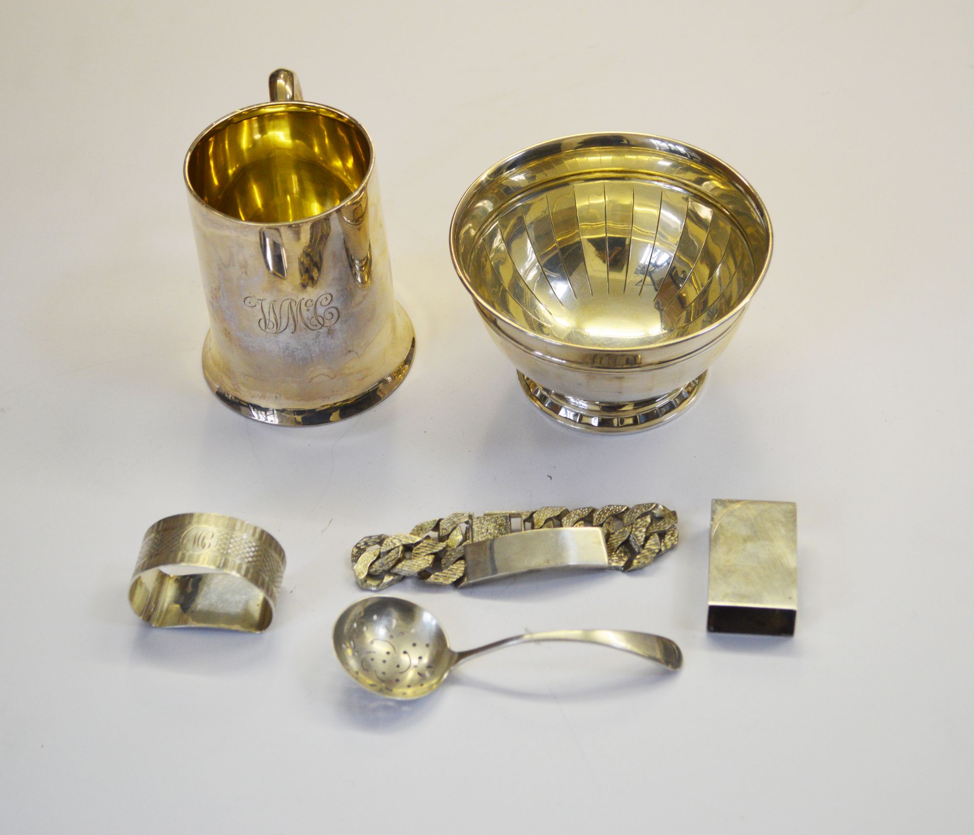 A collection of silver items, to include a mug, Sheffield, c.