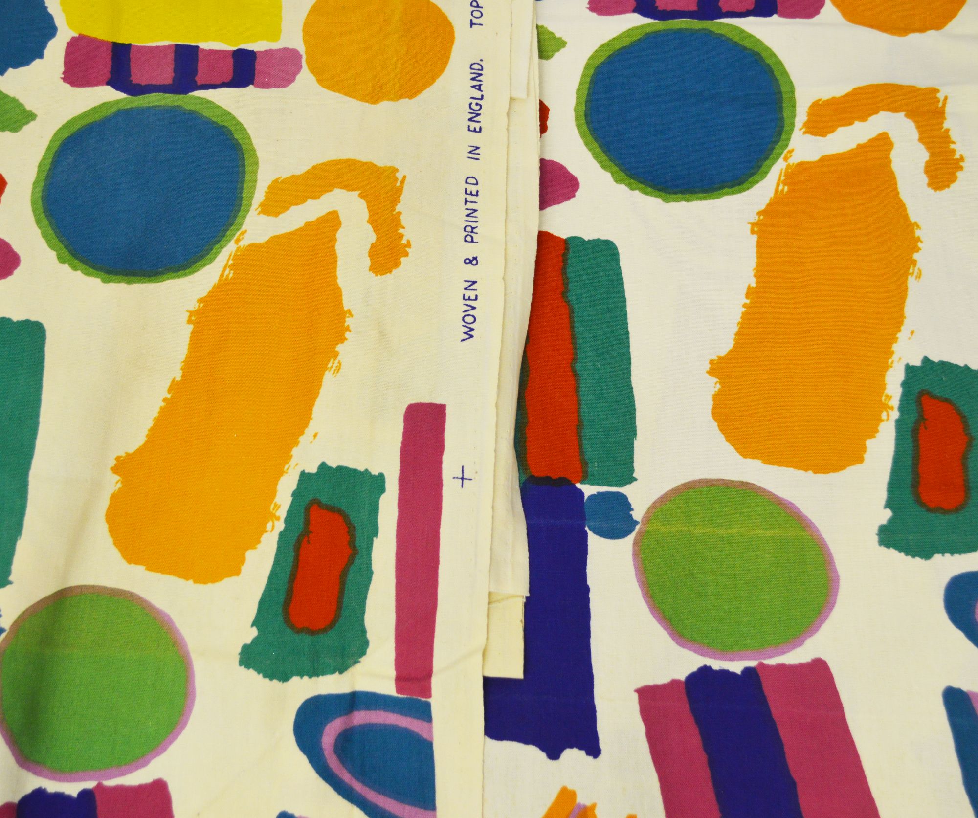 Zandra Rhodes: Two lengths of printed cotton fabric, 'Top Brass' by Zandra Rhodes, 1964,