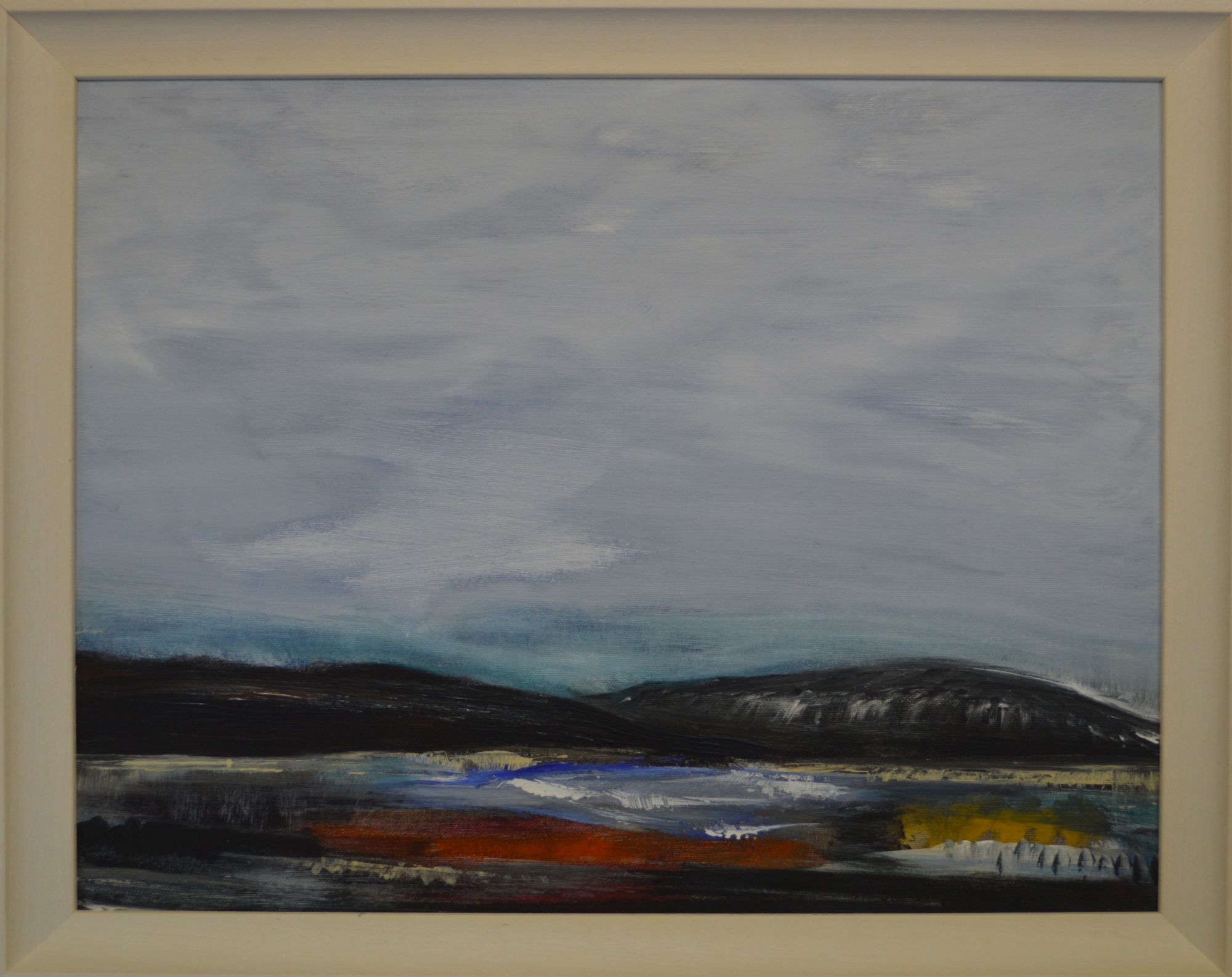 Joyce Moloney, Irish b.1977-  Distant hills, Irish landscape; oil on canvas, signed in ink, 38.5x48.