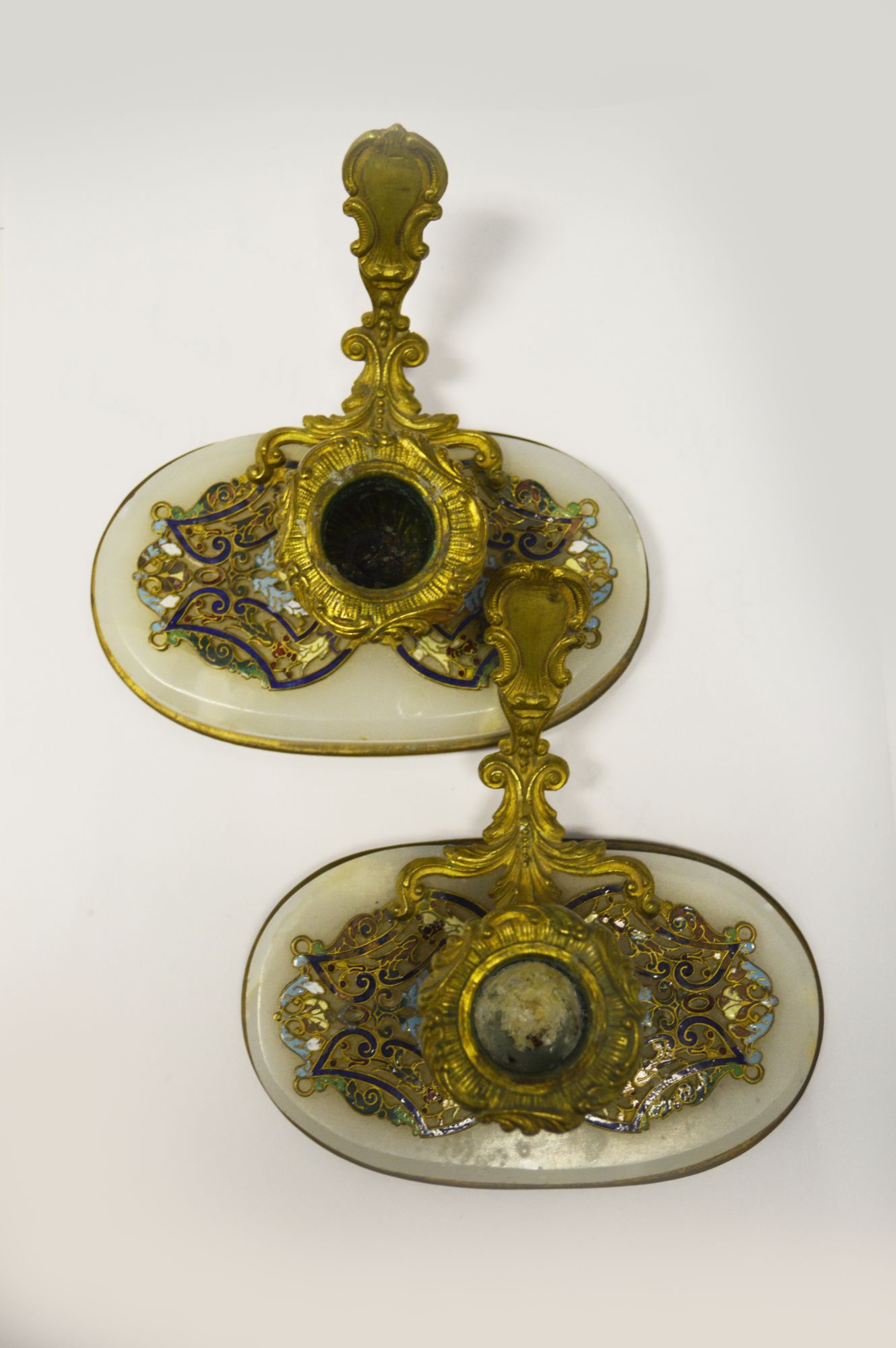 A pair of late 19th century French gilt brass chamber candlesticks, - Image 2 of 2