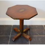 A mahogany brass bound table, 20th century, in the Campaign style,