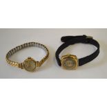 A 9ct cased Sekonda ladies wrist watch with rolled gold expandable bracelet strap,