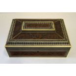 An early 20th century Anglo-Indian Vizagapatam sandalwood sewing/jewellery box,