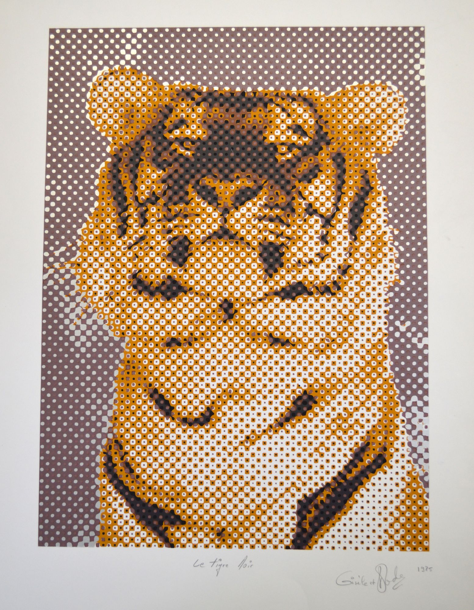 Gisele, French late 20th century- "Le Tigre Noir"; screenprint in colours, signed,