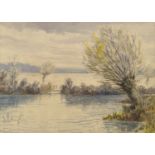 Ernest Blaikley MBE FRSA, British 1885-1965- ''Flooded Country''; watercolour, signed, 26.8x37.