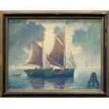 Paul Lehmann-Brauns, German 1885-1970- Harbour scene; oil on canvas, signed, 65x87cm (may be subject