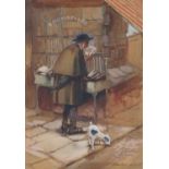 Stanley Lloyd, British 1881-1954- The bookseller; watercolour and gouache, signed, 37.5x25.5cm, (may