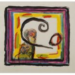 Martin Fuller, British b.1943- Figure with animal; mixed media on paper, signed and dated 86, 31.