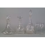 A set of six drinking glasses, each cut with ferns, 20th century, together with a collection of