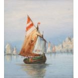 Attributed to Sir Ernest George RA, British 1839-1922- Shipping on the Venetian lagoon;