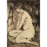 Edith May Olive Branson, British 1885-1929- Kneeling female nude; etching, 18.