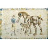 John Rattenbury Skeaping RA, British 1901-1980- "Mare and Foal"; lithograph printed in colours,