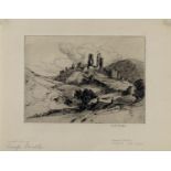 Martin Hardie, British 1875-1952- "Corfe Castle"; etching, signed in pencil,