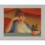 George Clair Tooker Jr, American 1920-2011- "Woman with Branch",
