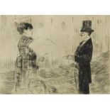 Jean-Louis Forain, French 1852-1931- "Le Bouquet "; etching, signed within the plate, 11.