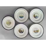 A set of five Italian porcelain plates, early 19th century,