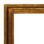 An Italian Parcel Gilded and Ebonised Bolection Frame, 18th century, with ovolo sight,