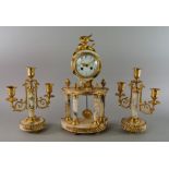 A French marble portico mantle clock, late 19th/early 20th century,