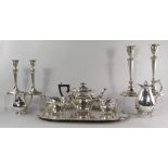 A pair of Edward VII silver candlesticks, Birmingham c.1905, I S Greenberg & Co.