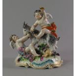 A Samson porcelain figure group of cherubs playing with a goat, 20th century,