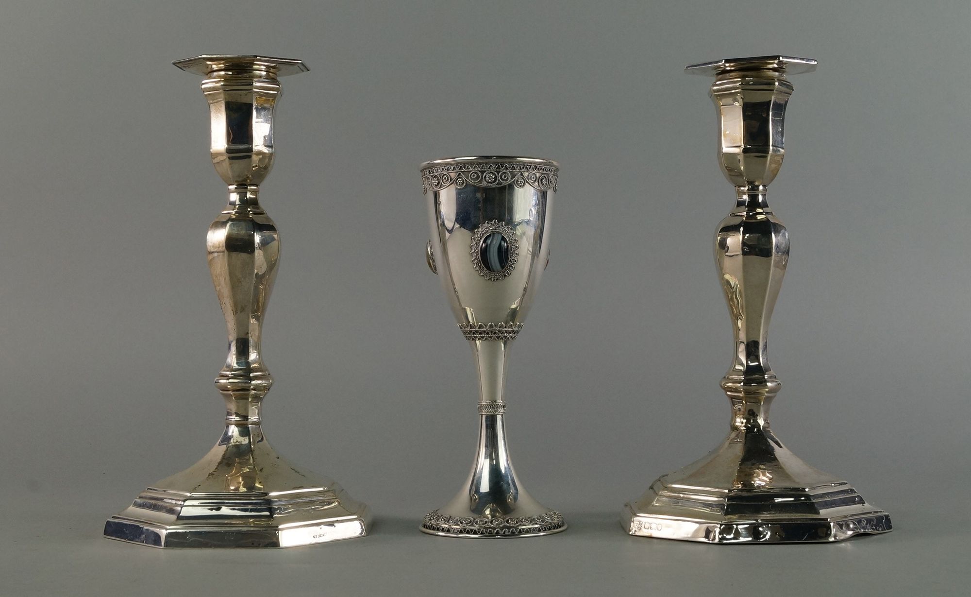 A pair of Edward VII silver candlesticks, Sheffield c.1905, Hawksworth, Eyre & Co. Ltd.