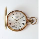 A J.W Benson 9ct gold cased manual wind half-hunter pocket watch, London c.