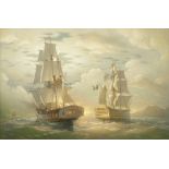 R H Dean, British, mid-late 20th century- Shipping scene and "Centurion"; oil on canvas, two, ea.