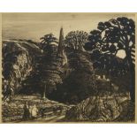 After Samuel Palmer RWS, British 1805-1881- "A Chuch Among Trees", & "The Bright Cloud"; collotypes,