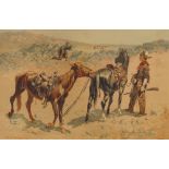 Frederic Sackrider Remington, American 1861-1909- "Antelope Hunting"; lithograph in colours,