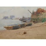 Tom Browne RBA RI RMS, British 1870-1910- "Off East Greenwich"; watercolour, signed,