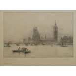Rowland Langmaid, British 1897-1956- "Westminster"; etching, 14x21.