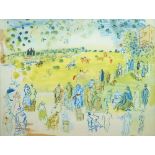 After Raoul Dufy, French 1877-1953- "Preparing for the Start, Ascot 1935"; collotype in colours,