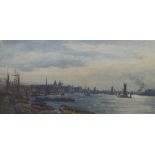 David Law, British 1831-1901- View of Greenwich Hospital from the Thames; watercolour, signed,