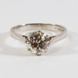 A single stone diamond ring, approx 1.10ct, mounted in 18ct white gold, approx size P.