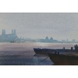 British School, late 20th century- "Near Greenwich"; watercolour, initialled BJ, and dated 91,