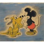 Charles Edward Victor Godden, British 1901-1976- Mickey Mouse and Pluto; pastel, signed, 34.8x39.