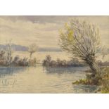 Ernest Blaikley MBE FRSA, British 1885-1965- "Flooded Country"; watercolour, signed, 26.8x37.