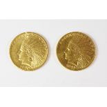 Two American 10 Dollar gold coins, 1910,