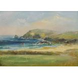 Agnes Hawkins, British 1910-2001- "The Fourth Green,Trevose"; signed, and dated 1976 on the reverse,