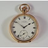 A Sir John Bennett Ltd, London, 9ct gold manual wind open face pocket watch, London c.