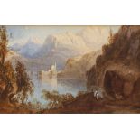 Attributed to Harriet Beresford, British 1788-1860- "Chillon Castle, Switzerland; watercolour, 7.