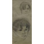 Dorothy Eugenie Brett, British 1883-1977- Head studies of young boys, pencil, signed, 29x12.