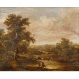 British Provincial School, mid 19th century- Rural riverbank scene; oil on canvas, 43.5x55.