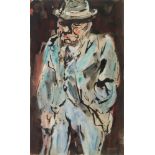 Paul Gerchik, American 1913-1988- Study of a standing man; watercolour and gouache, signed, 35.5x21.