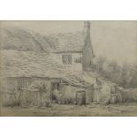 British School, mid 19th century- View of a cottage; pencil, signed indistinctly,