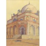 Della Denman, British, mid-late 20th century- Temple in India; watercolour, signed, 40x28.